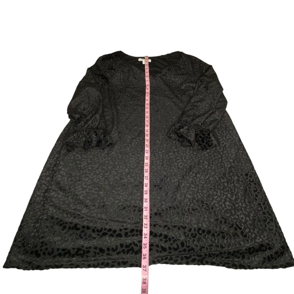 Nine West Shift Dress Black Leopard Print Velvet Burnout Size 16 Indie Witchy - Picture 16 of 16